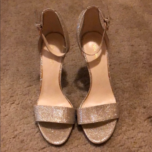 Nine West Gold Glitter Strap Heels - Picture 1 of 5